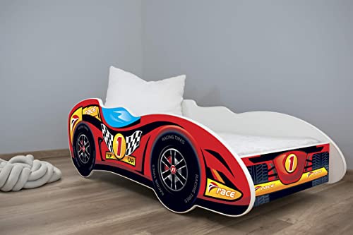 Topbeds - Cama infantil, diseño coche de carreras, colchón incluido