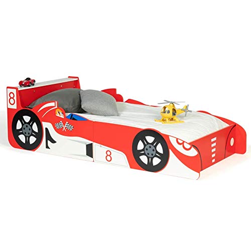 IDMarket – Cama de coche con fórmula 1, 140 x 70 cm, color rojo