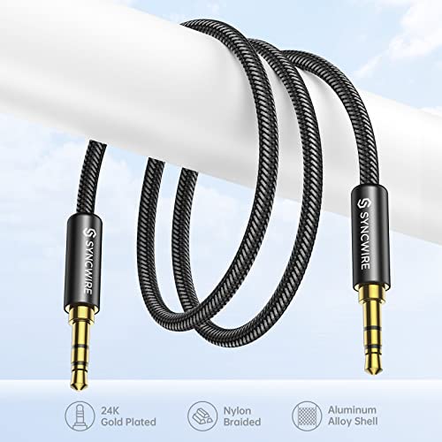 Syncwire Cable de Audio Jack 3.5mm Macho Macho, Nylon Trenzado - 1M Cable Aux Estéreo para Auriculares, iPod, iPhone, iPad, Audio de Coche, Phones, MP3