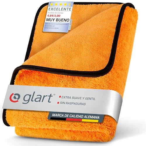 Glart 44WG, paño de microfibra súper absorbente, 60x90 cm, color naranja. Ideal para el cuidado de tu coche, para secar antes de pulir y después del uso de la escobilla para las llantas.