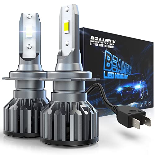 BEAMFLY Bombillas H7 LED 16000LM, Lampara Faros Delanteros Coche 100W, Kit de Conversión Halógena 12V, 6000K Luces Blancas