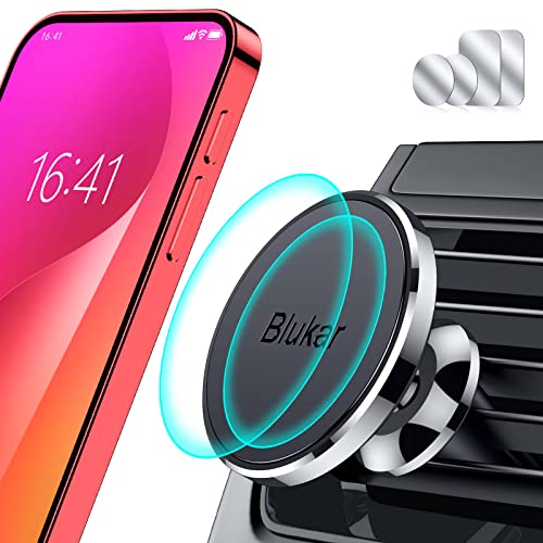 Blukar Soporte Móvil Coche, Súper Magnético para Rejilla del Aire, Universal con 360° Rotación para iPhone 14/13/12 y Otros Dispositivos de 4-6,7 Pulgadas
